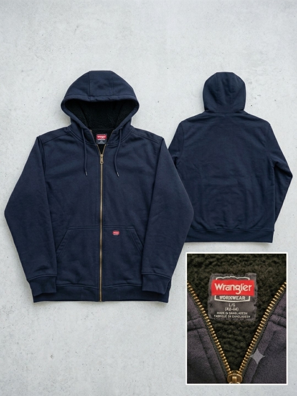 Wrangler Faded Black Zip-Up Hoodie / Jacket with Sherpa Lining